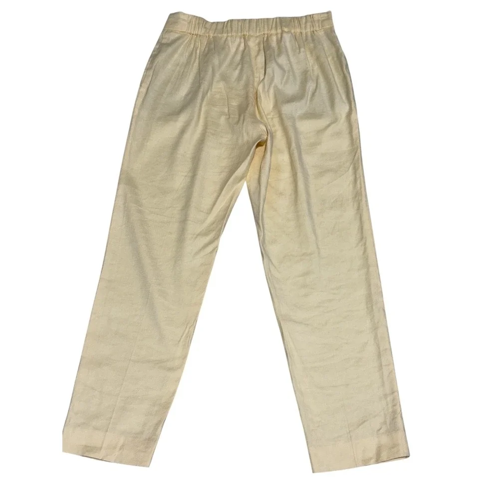 Babaton Aritzia Linen Blend Pull-On Ankle Pants Size 2 Butter Yellow Pleated